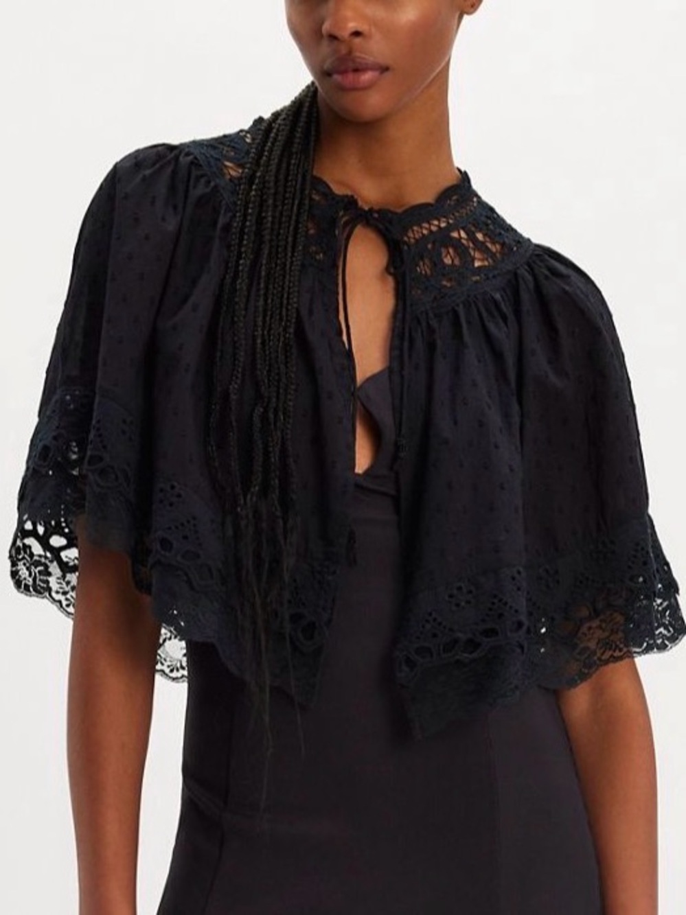 Free People Black Lace Cape
